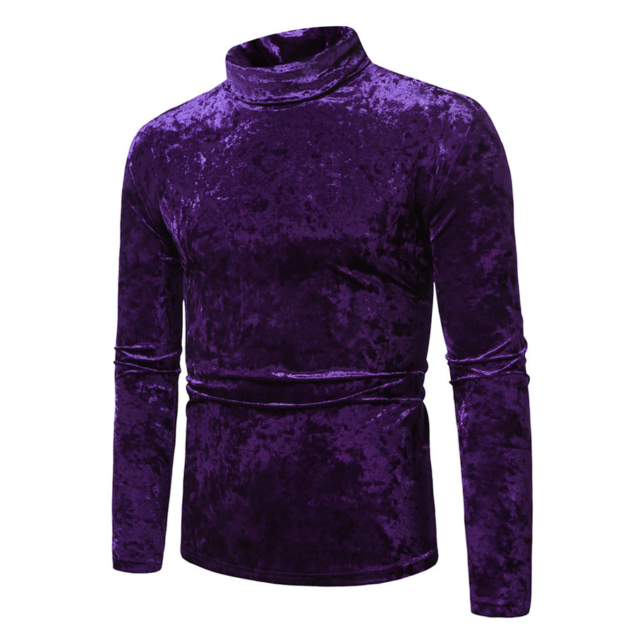 Herren eleganter Rollkragenpullover aus luxuriösem Samtstoff Drune