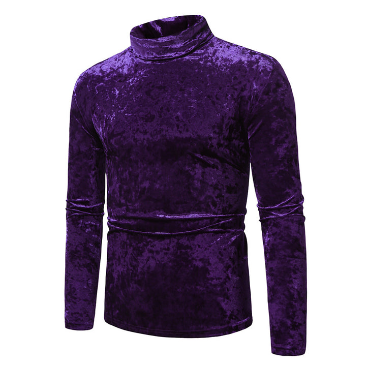 Herren eleganter Rollkragenpullover aus luxuriösem Samtstoff Drune