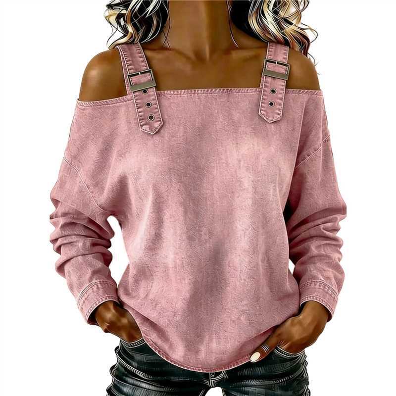 Damen lässiges Sweatshirt mit dekorativen Schulterdetails Drune