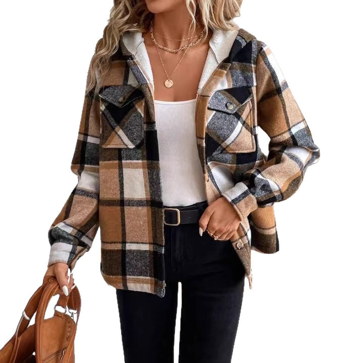 Damen Flanelljacke mit Kapuze Drune