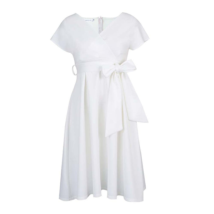 Damen Wickelkleid mit elegantem V-Ausschnitt und Gürtel Drune