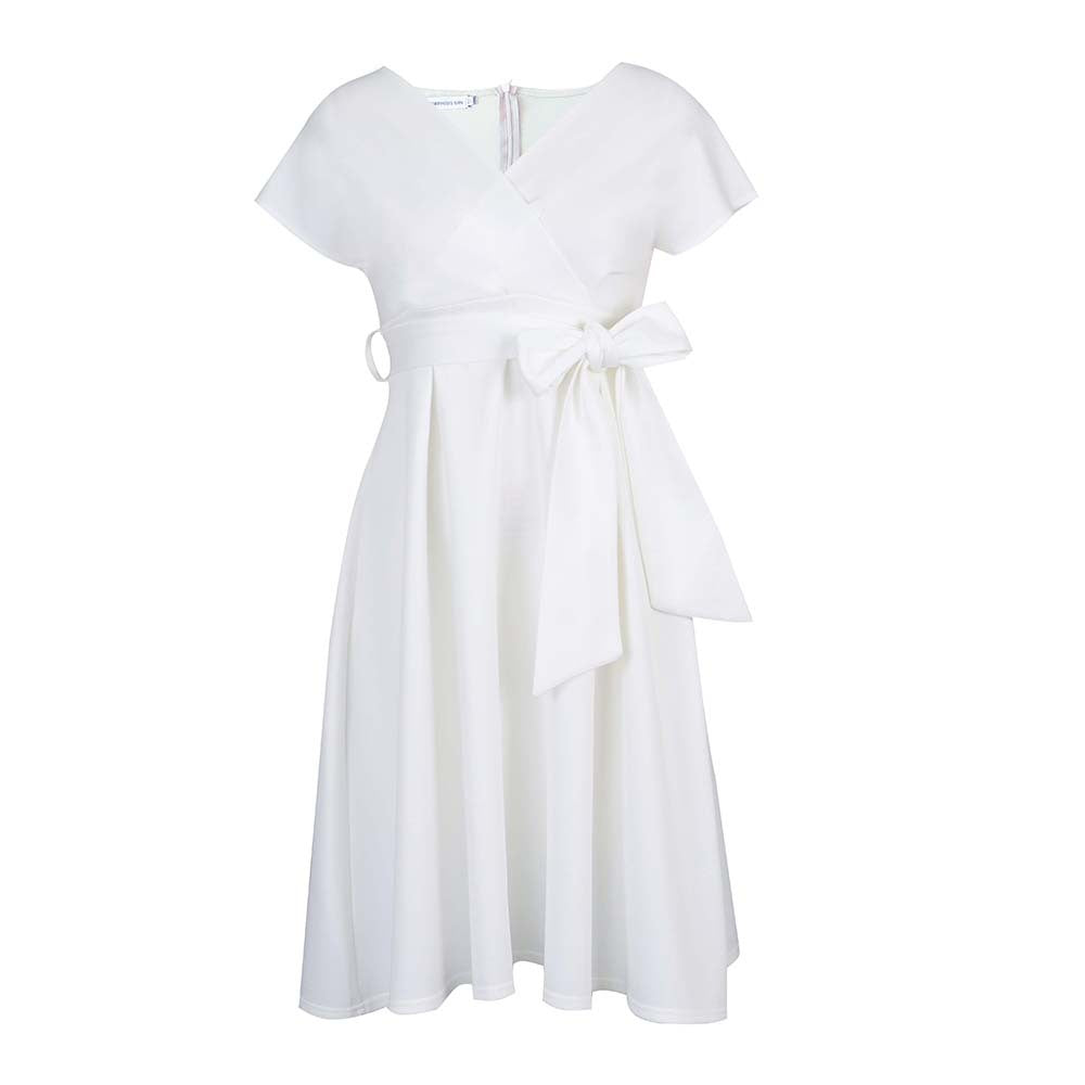 Damen Wickelkleid mit elegantem Schnitt und dekorativem Taillengürtel Drune