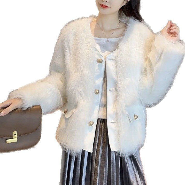 Damen Fuzzy Pelzjacke Drune