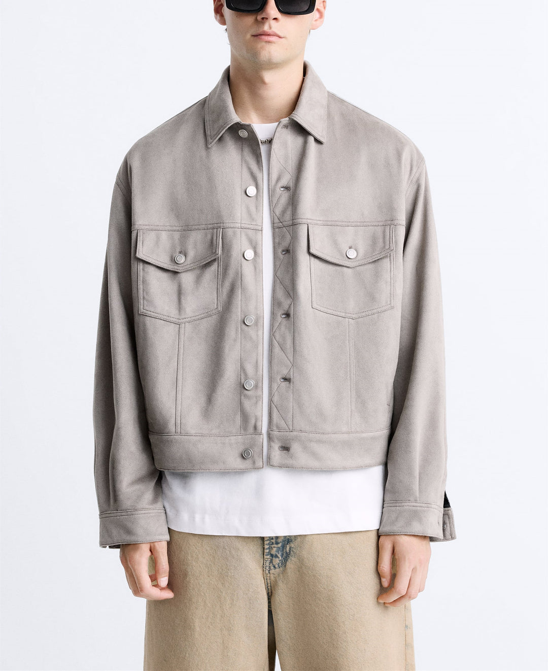 Herren lässige Wildlederjacke mit praktischen Brusttaschen und modernem Schnitt Drune