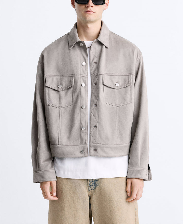 Herren lässige Wildlederjacke mit praktischen Brusttaschen und modernem Schnitt Drune