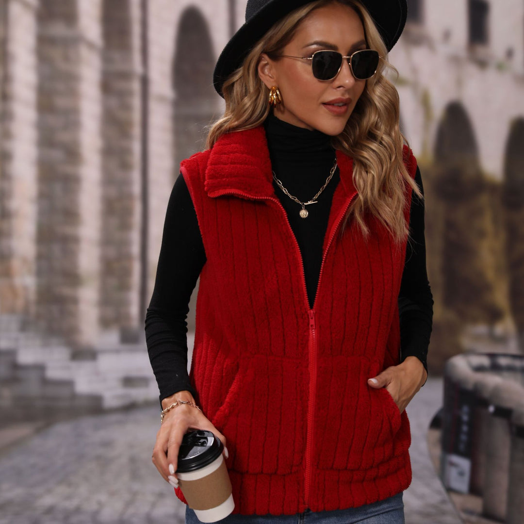 Damen Fleece-Weste mit strukturiertem Material und praktischen Taschen Drune