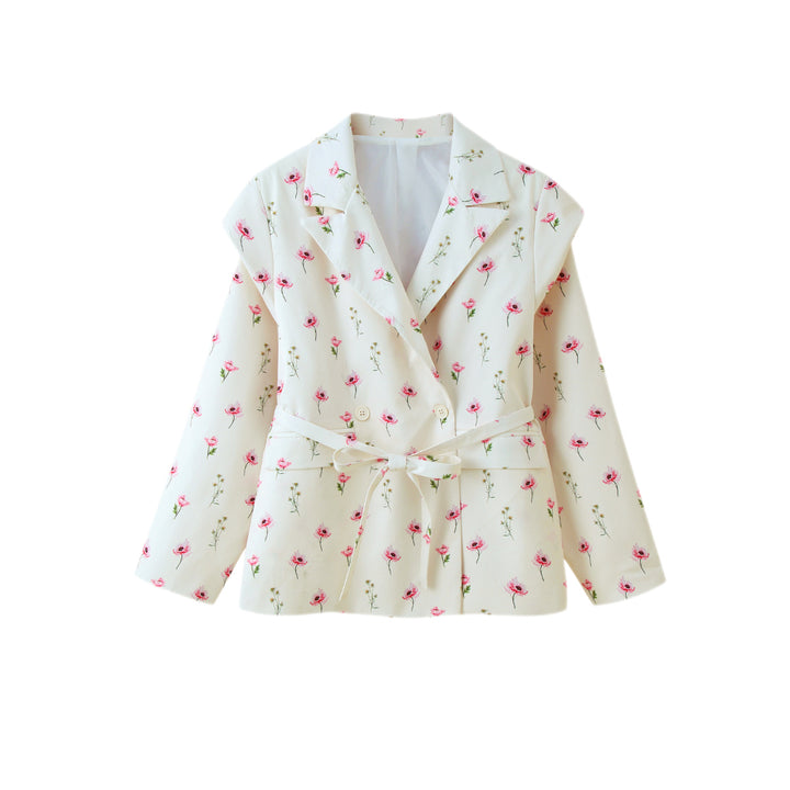 Damen elegante Blazerjacke mit taillierbarem Gürtel Drune