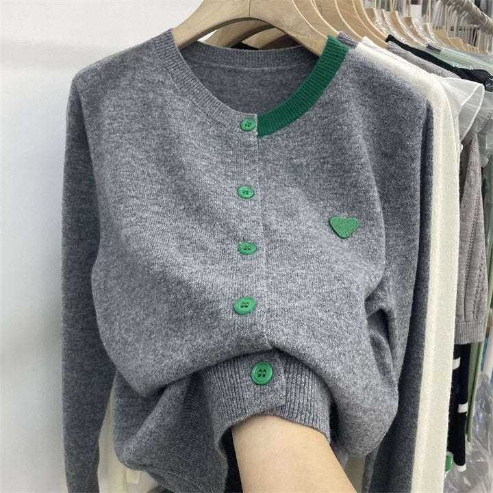Damen Feiner Strickcardigan mit herzförmiger Applikation Drune