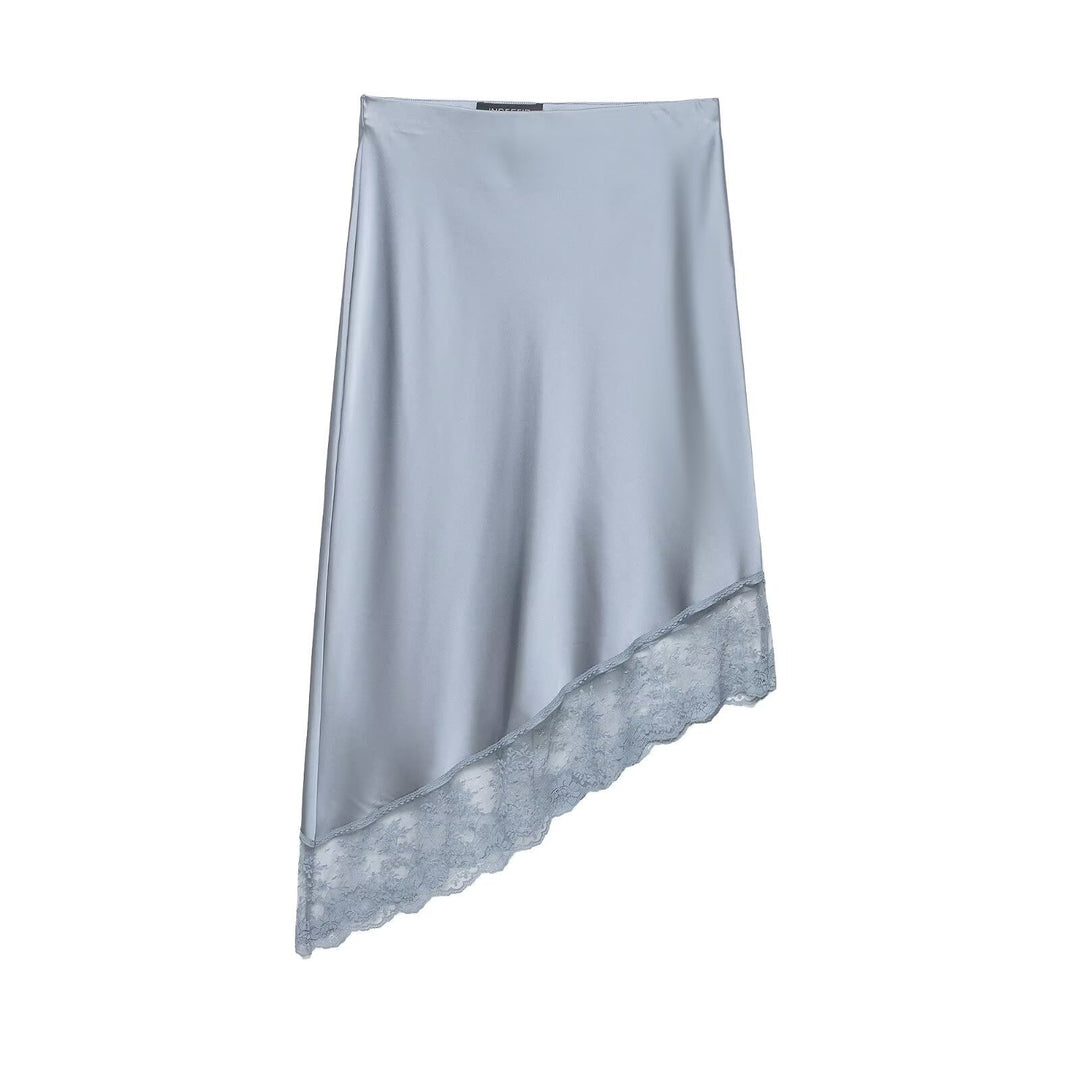 Damen eleganter Satinrock mit zarter Spitzenverzierung Drune