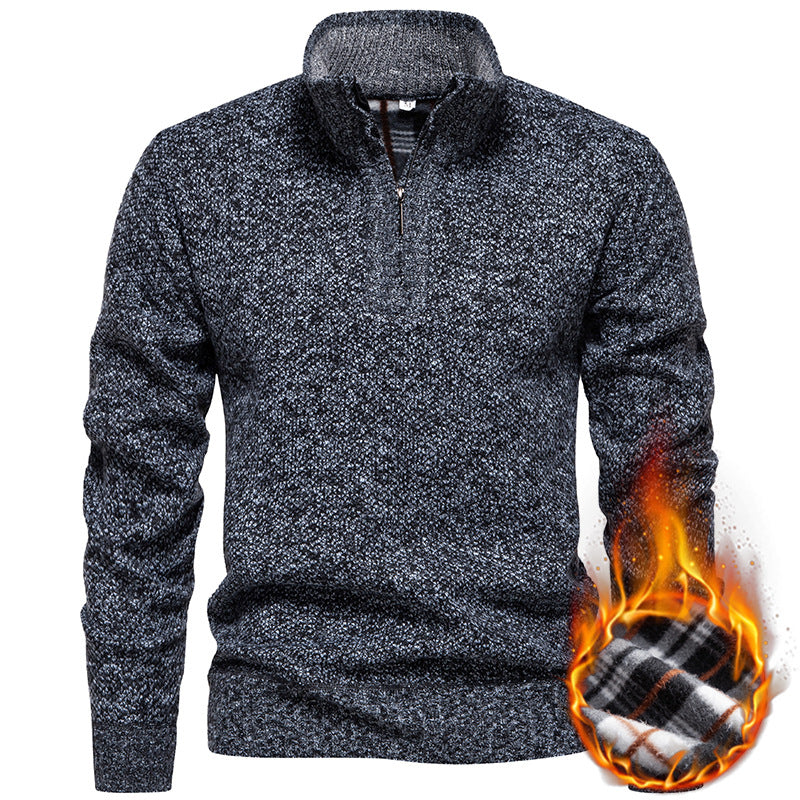 Herren Strickpullover mit halbem Reißverschluss und modischem Strukturdesign Drune