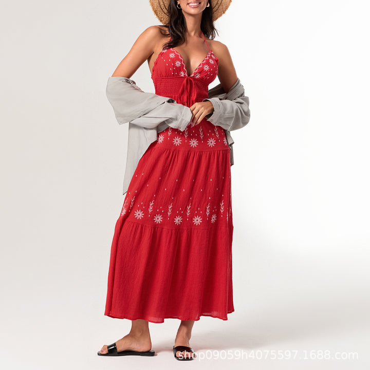 Damen Maxikleid mit zarten Stickereien Drune