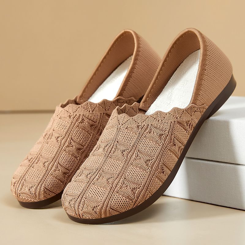 Damen nan gestrickter Komfort-Ballerina-Slipper mit elastischem Einstieg, geformter Polstersohle und rutschfester Flexlaufsohle Drune