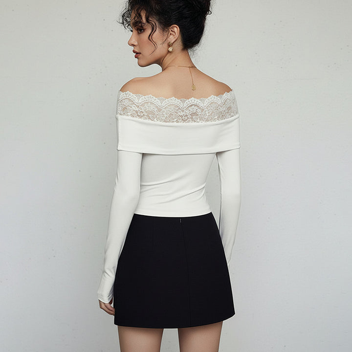 Damen Body mit Spitzendetails und figurbetonten Schnitt Drune
