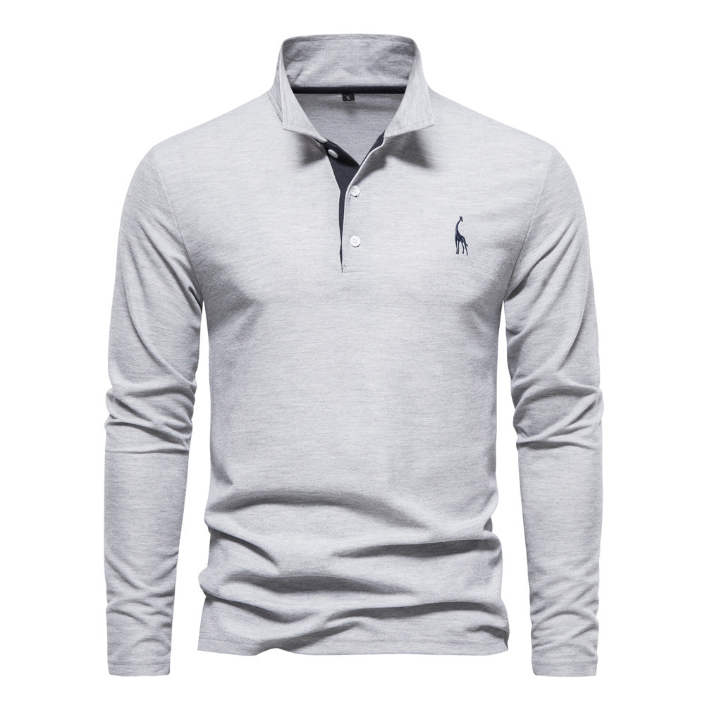 Herren Langarm Poloshirt mit modernem Kontrastkragen und hochwertigem Baumwollmix Drune