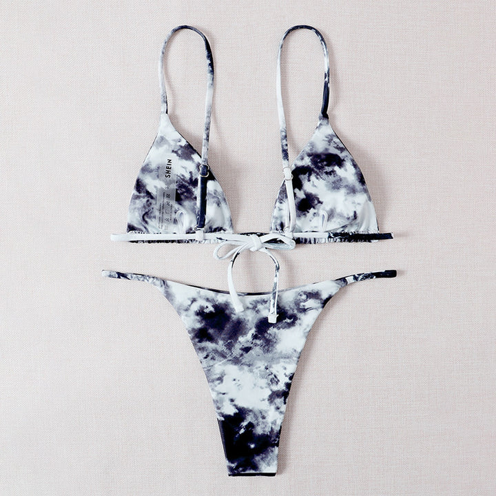 Damen Triangel-Bikini mit verstellbaren Trägern und Raffungen Drune