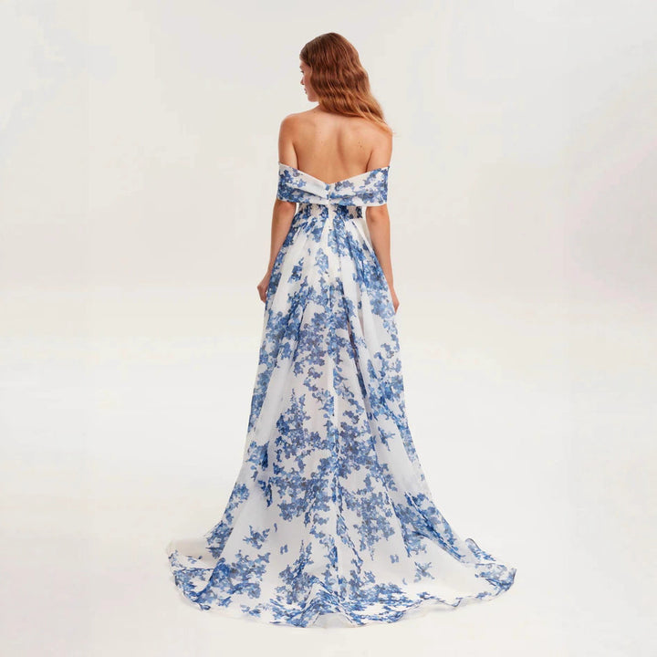 Damen Maxikleid aus Chiffon mit Blumenmuster Drune
