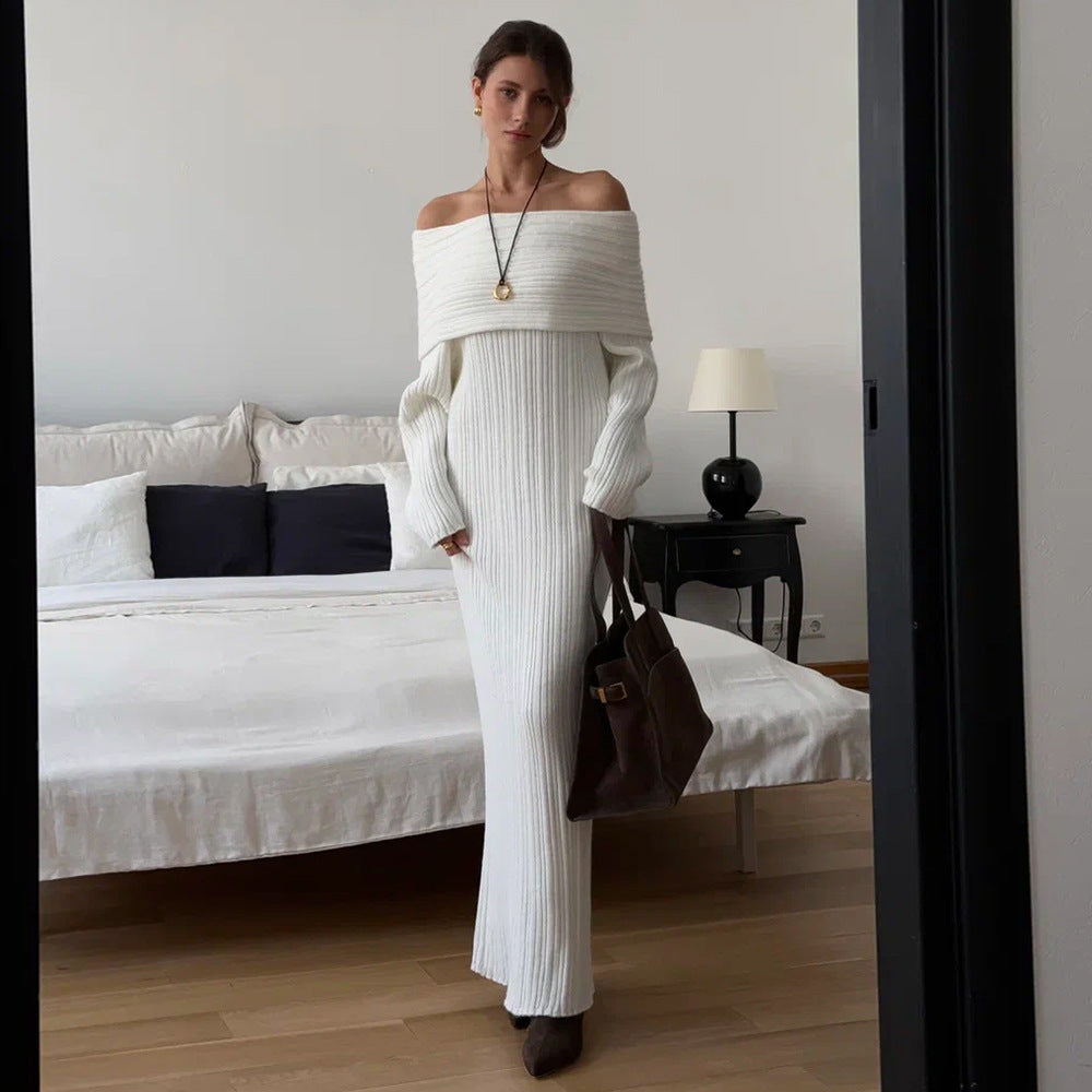 Damen Oversized Strickkleid mit weitem Schnitt und eleganten Details Drune