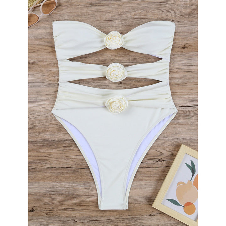 Damen Cut-Out Einteiler Badeanzug mit floralem Detail Drune