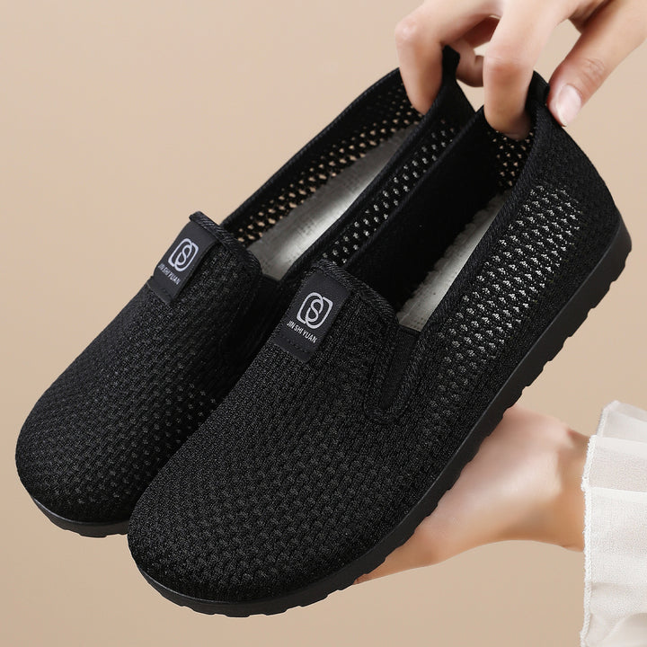 Damen nan atmungsaktiver gestrickter Slipper mit elastischem Einstieg und dämpfender EVA-Laufsohle Drune