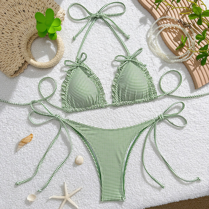 Damen Triangel-Bikini-Set mit verspielten Schleifen Drune