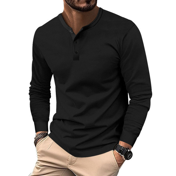 Herren Langarm-Henley-Shirt aus atmungsaktivem Strukturstoff Drune