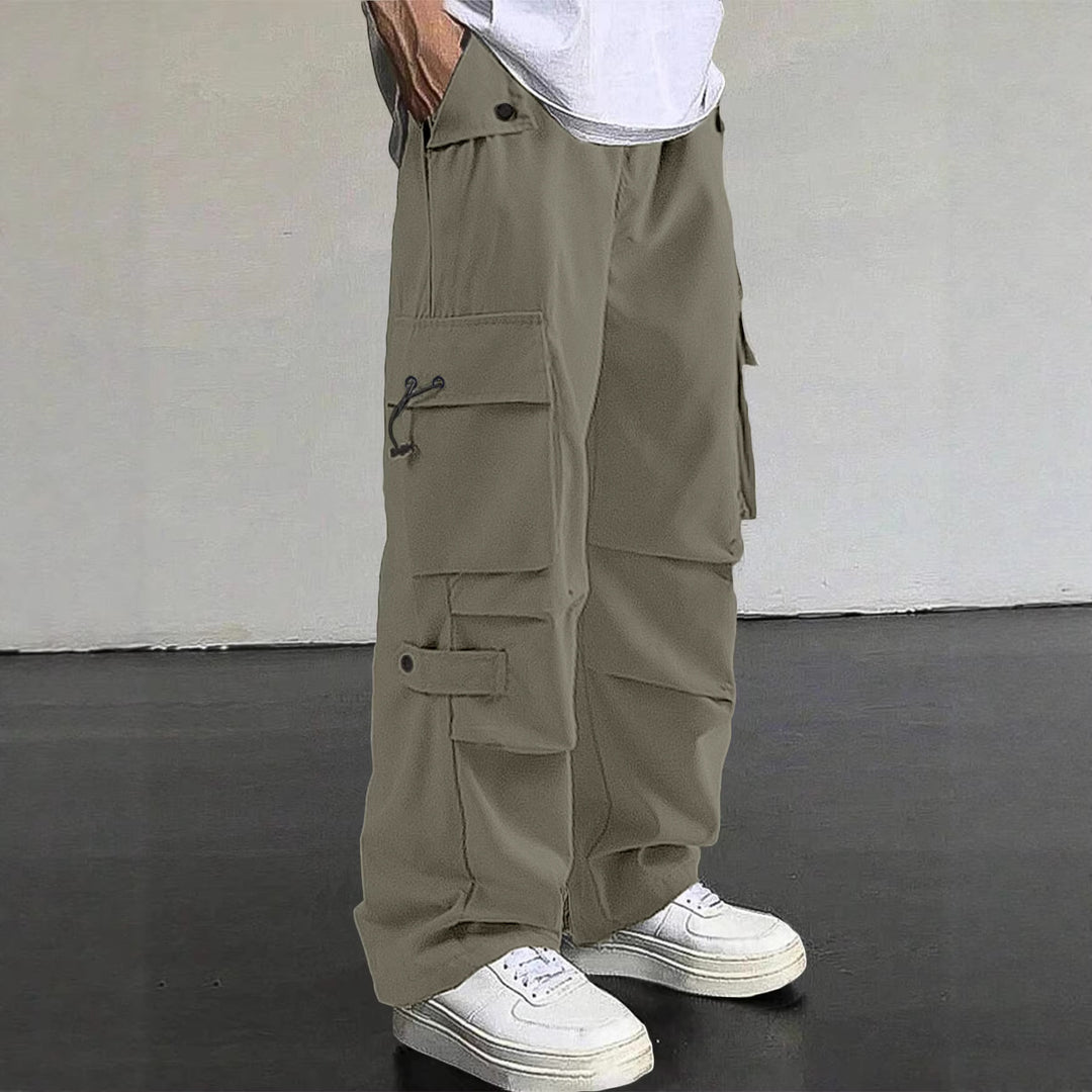 Herren nan baggy Cargohose mit utilitarischen Klapptaschen, Kordelzugbund und verstärkten Nähten Drune