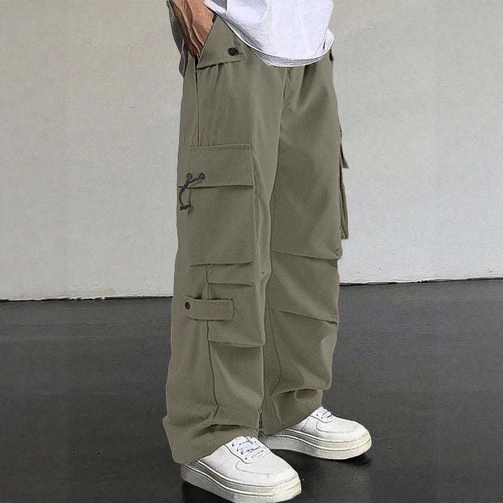 Herren nan baggy Cargohose mit utilitarischen Klapptaschen, Kordelzugbund und verstärkten Nähten Drune