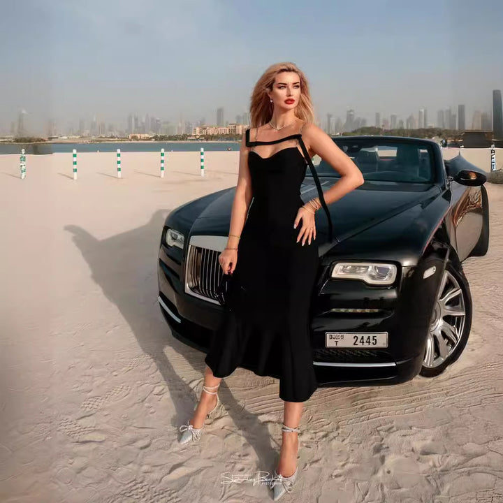 Damen Elegantes Meerjungfrauen-Kleid mit schulterfreier und taillierter Passform Drune