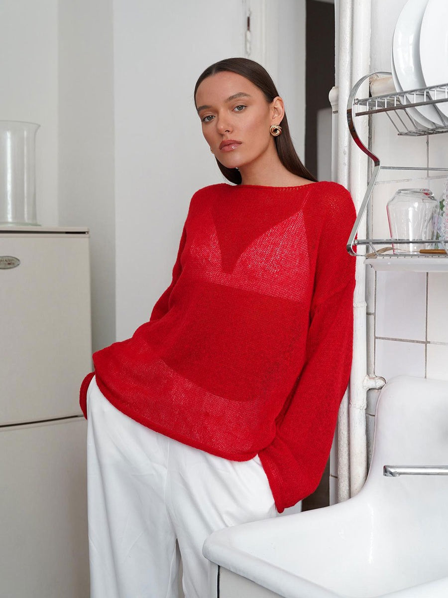 Damen lässiger Strickpullover Drune