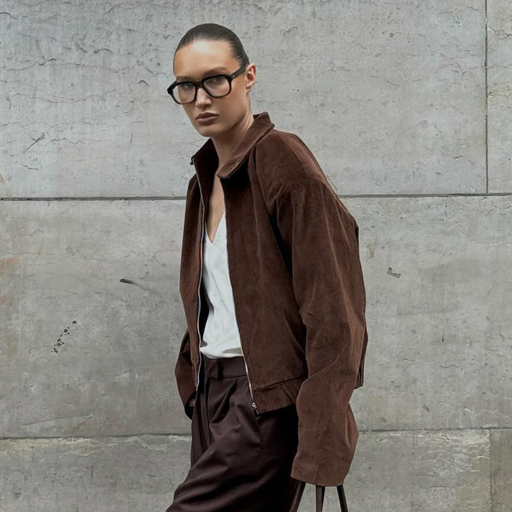 Damen modische Cordjacke mit komfortablem Schnitt und vielseitiger Einsatzmöglichkeit Drune