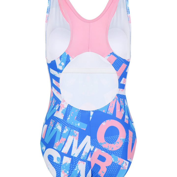 Damen Einteiliger Sportbadeanzug mit grafischem Print Drune