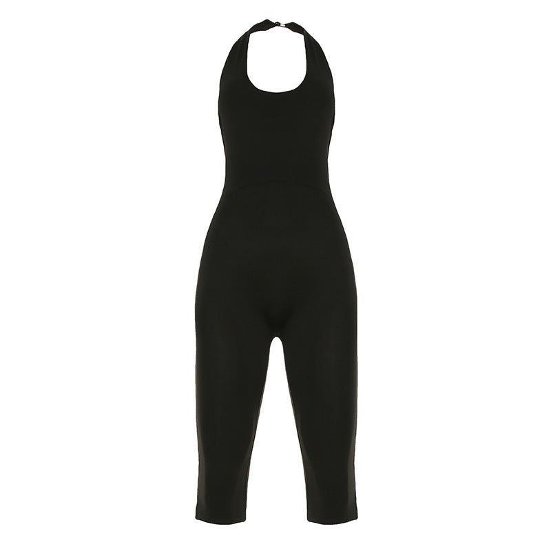 Damen körperbetonter Jumpsuit mit tiefem Rückenausschnitt und reinem Design Drune