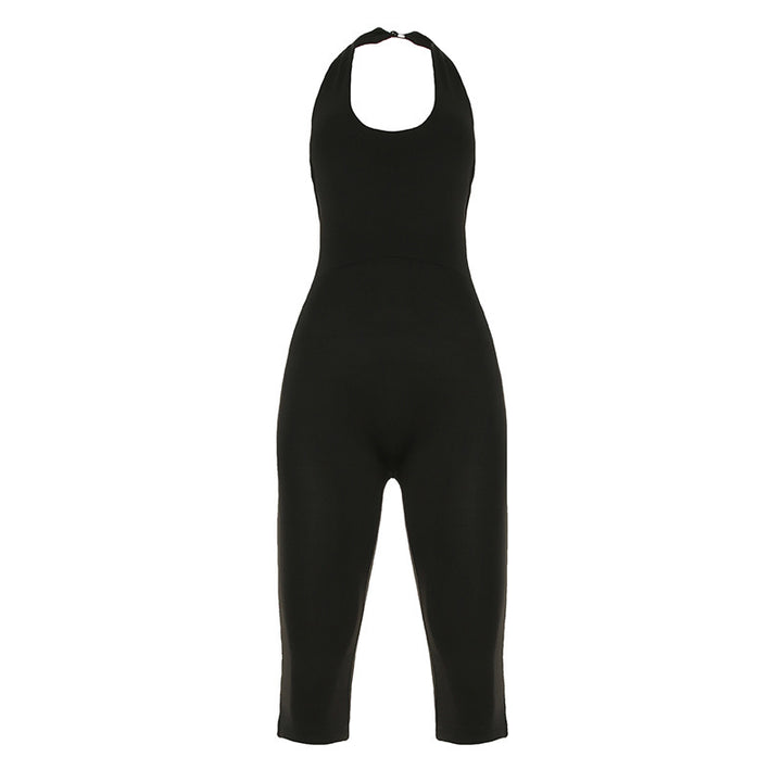 Damen körperbetonter Jumpsuit mit tiefem Rückenausschnitt und reinem Design Drune