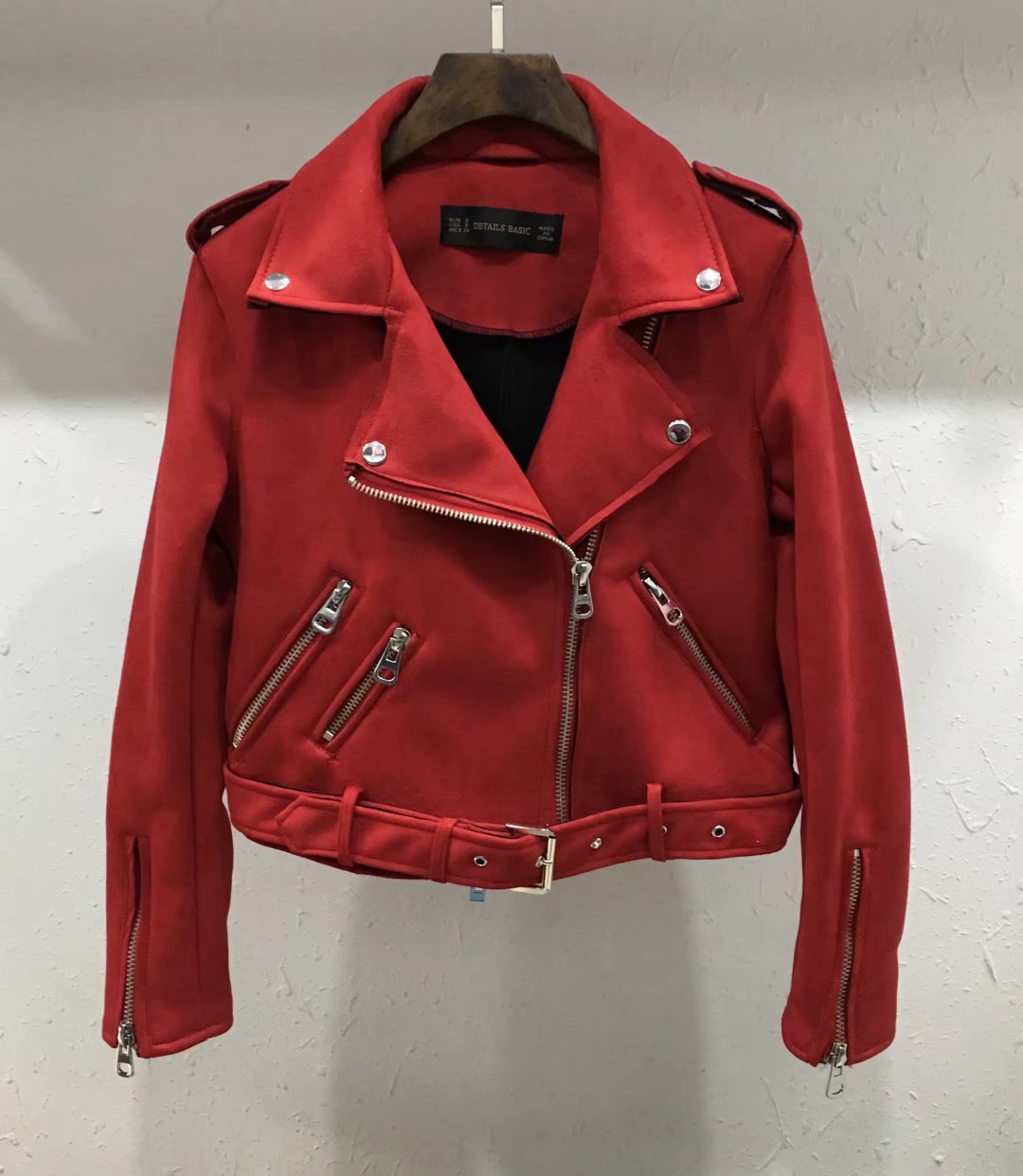 Damen Bikerjacke aus hochwertigem Wildlederimitat mit asymmetrischem Reißverschluss Drune