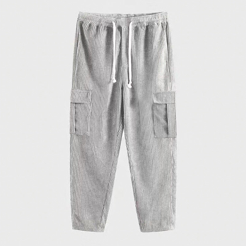 Herren Cargohose aus komfortablem Waffelmaterial mit verstellbarem Bund Drune