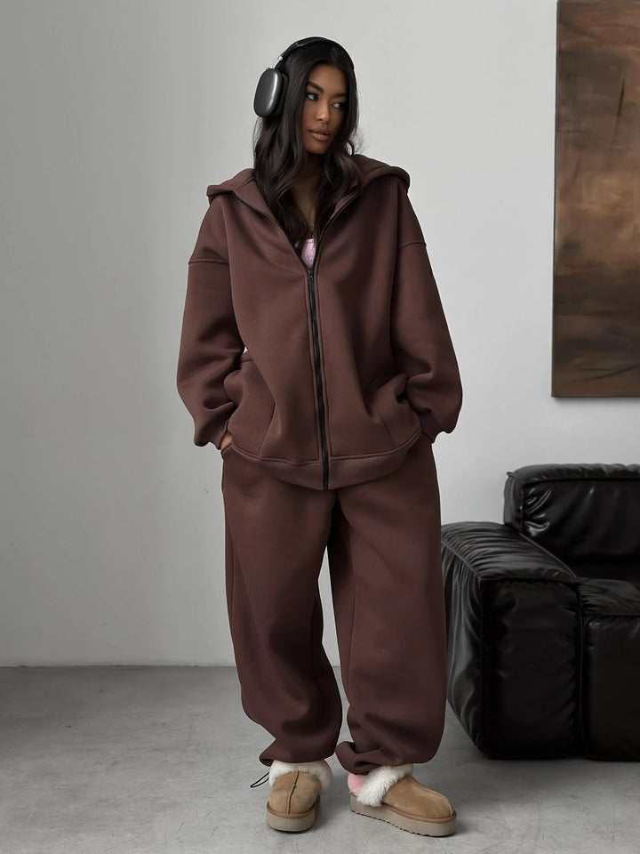 Damen Oversized Hoodie-Set mit weiten Hosen Drune