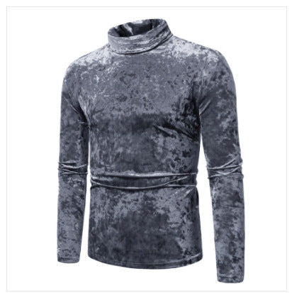 Herren eleganter Rollkragenpullover aus luxuriösem Samtstoff Drune