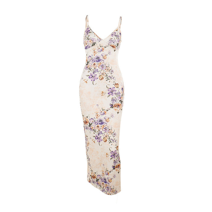 Damen Elegantes und figurbetontes Wickelkleid mit zarten Blumenmuster Drune
