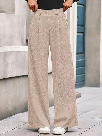 Damen Weite Stoffhose mit hochgezogenem Taillenbund und praktischen Eingrifftaschen Drune
