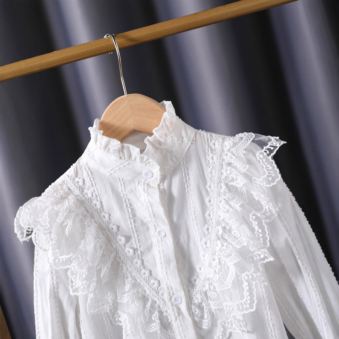 Mädchen Rüschenbluse mit eleganten Spitzenakzenten Drune