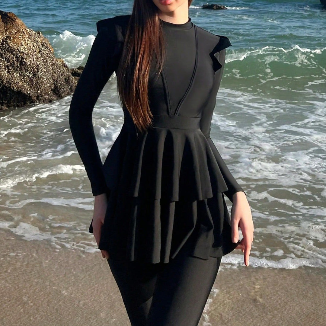 Damen modischer Schwimmanzug mit Rüschendetails Drune