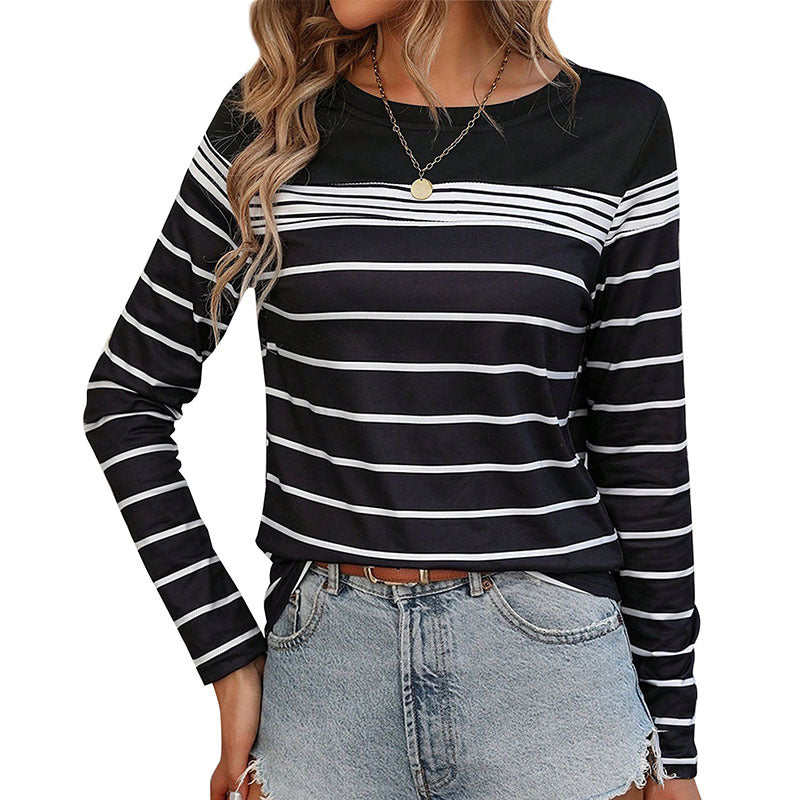 Damen Langarmshirt mit maritimem Streifenmuster und lässigem Schnitt Drune