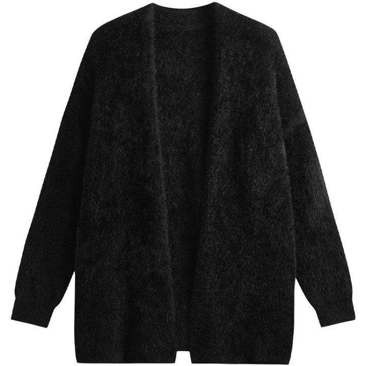 Damen oversized Strickjacke aus weichem Fleece mit offenem Schnitt Drune