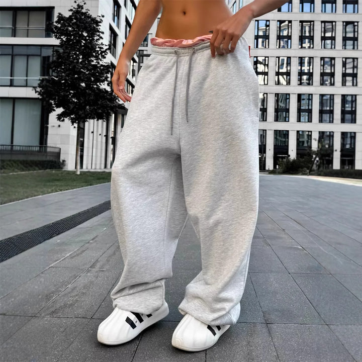 Damen nan oversized Sweathose mit breitem Bund und Kordelzug Drune
