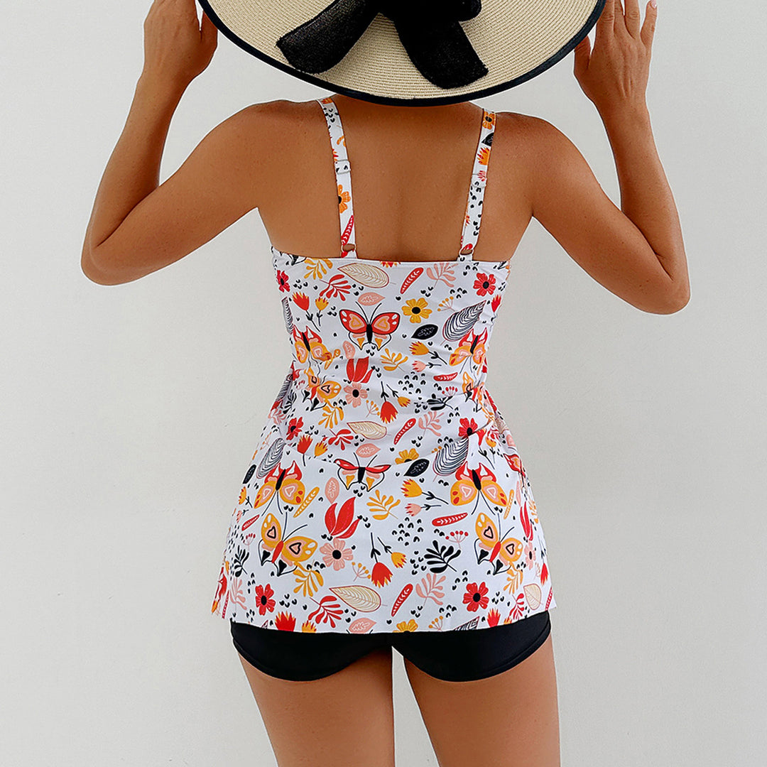 Damen Tankini-Set mit floralem Überrock und integriertem Short Drune