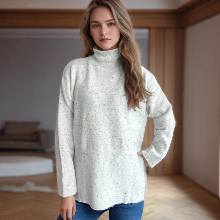 Damen Pullover mit hohem Kragen und asymmetrischem Saum Drune