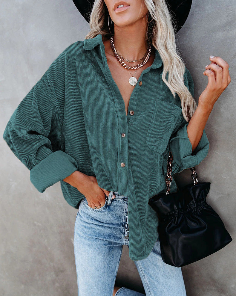 Damen lässige Cordhemdbluse Drune