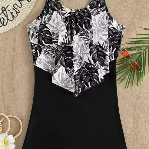 Damen Einteiliger Badeanzug mit floralem Oberteil Drune