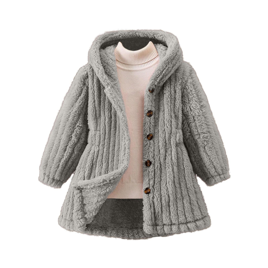 Damen Kuschelige Teddyjacke mit Kapuze und Knopfverschluss Drune