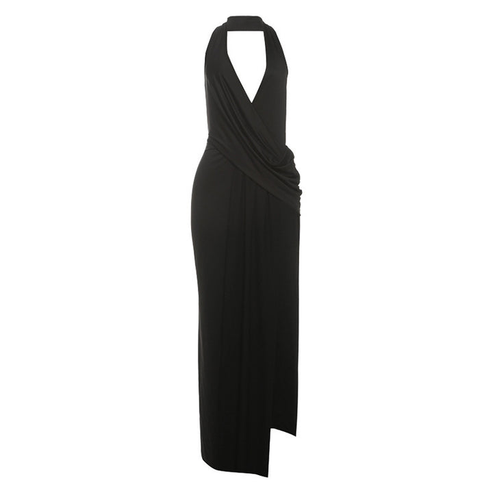 Damen Elegantes Wickelkleid mit tiefem V-Ausschnitt und fließendem Schnitt Drune